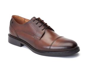 Base London Magnus Leather Mens Burnt Brown Oxford Shoes - Size UK 7