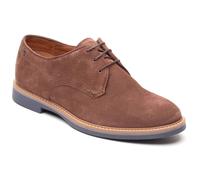 Base London Strand Mens Suede Leather Lace-Up Almond Toe Brown Derby Shoes