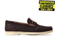 Base London Snapper Mens Leather Shoes Slip On Suede Designer Loafers Brown