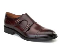 Base London Taper Leather Mens Bordo Double Monk Shoes - Wine - Size UK 11