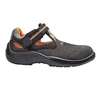 BASE Protection Portwest B0116 Summer Low Safety Shoe Leather Outsole | Grey/Orange, 11, S1P EN ISO 20345, Anti-Static Footwear, Hook and Loop, 200 Joules Resistant Toe-Cap, Slip Resistant