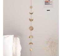 BASE ROOTS Moon Phase, Gold Wall Decor for Bedroom & Living Room, Bohemian Wall Decor, Handmade Hammered Metal 34" 7 Phases Moon, Celestial Wall Art, Gift for Women & Kids