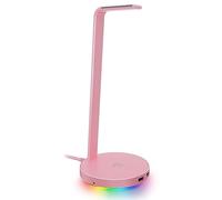 Base Station V2 Chroma Headphone Headset Stand Holder: Chroma RGB Lighting - Taller Stand & Anti-slip Ledge - USB Charging Ports - Anti-Slip Rubber Base - 3.5mm Port + Built-in DAC - Quartz Pink