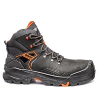 BASE T-REX MID B1601 S3S HRO CI HI LG SC FO SR Seamless Leather Dry’n Air Footbed Shield System Metal Free Ladder Grip Safety Boot, Black/Orange, UK 8