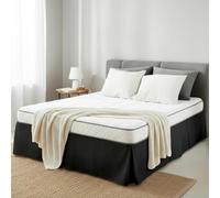 Base Valance Sheet Black, Single, 100% Pure Cotton, Perfectly Fits Under the Mattress, Pleated Base Bed Skirt +35cm Drop Size: 90 x 190 +35cm