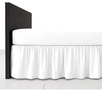 Base Valance Sheet White King Bed, Fits Under Mattress Plain Dyed Platform Valance Bed Sheets, Poly Cotton Frilled Side Base Skirts Drop Frill 40 cm (White, King)