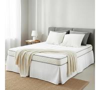 Base Valance Sheet White, Super King, 100% Pure Cotton, Perfectly Fits Under the Mattress, Pleated Base Bed Skirt +35cm Drop Size: 180x 200 +35cm