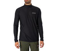 Berghaus Men's 24/7 Half Zip Long Sleeve Tech Baselayer T-Shirt | Moisture Wicking | Breathable, Black/Black, M