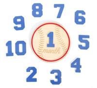 Baseball 1 to 12 Months Milestone Disc - Newborn Growth Announcement Sign,Wooden Baseball Shape Disc Photo Props,Monthly Interchangeable Milestone Sign,Rookie of The First Year Sports Board