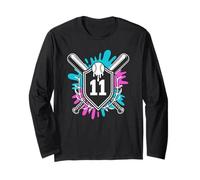 Baseball 11th Birthday Boy Base Runner 11 Years Old Bday Long Sleeve T-Shirt