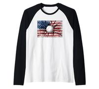 Baseball 4th of July American Flag Patriotic USA Men Boys Raglan Baseball Tee