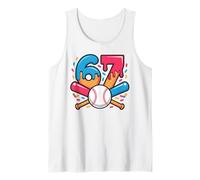 Baseball 67 Ice Cream Drip Fun 67th Birthday Meme 67 Number Tank Top