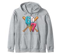 Baseball 67 Ice Cream Drip Fun Meme 67th Birthday Zip Hoodie