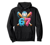 Baseball 67 Ice Cream Dripping 67th Birthday Fun 67 Number Pullover Hoodie