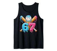 Baseball 67 Ice Cream Dripping 67th Birthday Fun 67 Number Tank Top