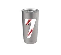 Baseball #7 Jersey Laces 7th Birthday Number 7 Jersey Stainless Steel Insulated Tumbler