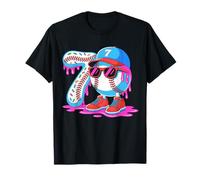 Baseball 7 Year Old Ice Cream Drip 7th Birthday T-Shirt