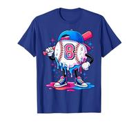 Baseball 8 Year Old Boys Ice Cream Drip 8th Birthday Number T-Shirt