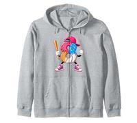 Baseball 8th Birthday 8 Years Old Number 8 Fun Baseball Drip Zip Hoodie