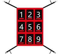 Baseball 9-Grid Hitting Target, Softball Pitching Net for Adjustable Strike Zone Training, Waterproof Accuracy Practice Aid with Sandbag, 19.29 x 27.56 in, 49 x 70 cm, Red and Black