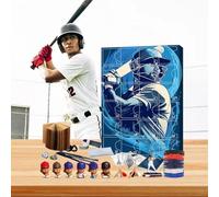 Baseball Advent Calendar 2025,24 Days Baseball Countdown Calendar Set with 24 Little Doors,2D Acylic Baseball Decoration Xmas Tree Hanging Ornament Surprise Gift for Baseballs Player Boys (Blue-B)