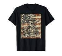 Baseball America’s Pastime American Flag Patriotic Skeleton T-Shirt