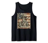 Baseball America’s Pastime American Flag Patriotic Skeleton Tank Top