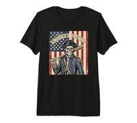 Baseball America’s Pastime Patriotic Skeleton American Flag Premium T-Shirt