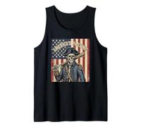 Baseball America’s Pastime Patriotic Skeleton American Flag Tank Top