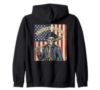 Baseball America’s Pastime Patriotic Skeleton American Flag Zip Hoodie