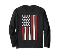 Baseball American Flag 4th Of July Baseball Bat Ball US Flag Long Sleeve T-Shirt
