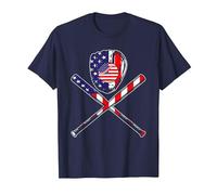 Baseball American Flag 4th of July Funny Men Boys Kids T-Shirt, Men, Navy Blue, Medium