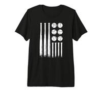 Baseball American Flag Patriotic Sports Art Premium T-Shirt