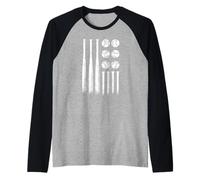 Baseball American Flag Patriotic Sports Art Raglan Baseball Tee