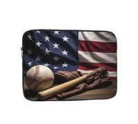 Baseball American Flag Pattern Laptop Sleeve 10 Inch Shockproof Protective Notebook Case Travel Laptop Bag for Men Women