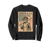 Baseball Americas Pastime Patriotic Skeleton American Flag Sweatshirt