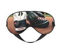 Baseball and Gloves Print Soft Eye Mask - Comfortable Sleep, Elastic Nighttime Shade, Eye Covers for Travel, Meditation