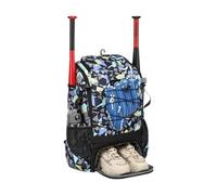 Baseball Backpack - Large Lightweight Sports Bag with Shoe Compartment, Bat Holder | Durable Oxford Cloth Design for Softball Soccer Football School Training Travel Practice Equipment Storage Use