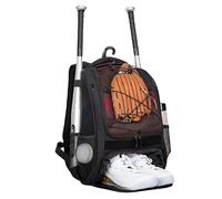 Baseball Backpack - Spacious Youth Bag with Shoe Compartment, Adjustable Straps, 34 x 19 x 47 cm, Two Racket Holders and Helmet Storage, Sports Equipment for Softball Training, Games, Playing in FR