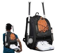Baseball Backpack - Spacious Youth Bag with Shoe Compartment, Adjustable Straps, 34 x 19 x 47 cm, Two Racket Holders and Helmet Storage, Sports Equipment for Softball Training, Games, Playing in FR