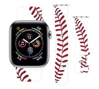 Baseball Ball Game Strap Compatible with Apple Watch Band 38mm 40mm 41mm 42mm 44mm 45mm 46mm 49mm Men Women,Adjustable Soft Silicone Sport Wristbands for iWatch Ultra Series 10 9 8 7 6 5 4 3 2 1 SE