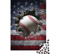 Baseball Ball Retro American Flag 1000 Piece Jigsaw Puzzle Jigsaw Puzzle for Adults Sturdy Paper Focus Game Home Decor Gift for Family Relaxation 70x50cm/1000pcs