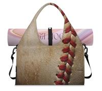 Baseball Ball Threads Sports Duffle Bag with Shoe Compartment Weekend Overnight Bags Tote Cabin Luggage Bag for Gym Yoga Travel