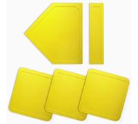 Baseball Bases Set Lightweight Anti Slip Rubber for Youth Practice Includes Home Plate and Pitching Rubber (Yellow)
