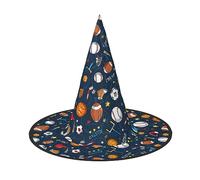 Baseball Basketball Football Hockey print Halloween Witch and Wizard Hat Witch Costume for Theme Decoration Halloween Party