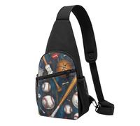 Baseball Basketball Football Hockey Printed Chest Bag Sling Bag for Men Women, Outdoor Crossbody Fanny Packs Hiking Chest Packs Sport Daypacks