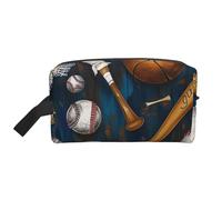 Baseball Basketball Football Hockey Printed Makeup Bag Travel Portable Cosmetic Bag Large Capacity Makeup Case Toiletry Handbag Organiser for Women