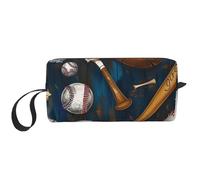 Baseball Basketball Football Hockey Printed Travel Makeup Bag Portable Cosmetic Bag Makeup Case Toiletry Handbag Organiser for Women