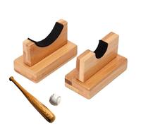 Baseball Bat Storage - Wooden Holder Pair, Stable Display Stand with Soft Lining | Multifunctional Desktop Organizer, Windowsill Showcase Rack, Sports Shelf, Home Office Decor, Collectible