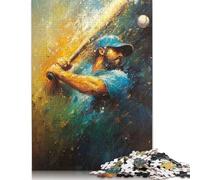 Baseball Batter Swing - Energetic Abstract Sports Art Puzzle Fun Premium Cardboard Jigsaw Puzzle for Adults Teen Easter Gifts 500pcs (52x38cm)